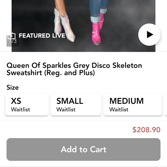 Queen of sparkles grey disco skeleton sweatshirt - Picture 4 of 4